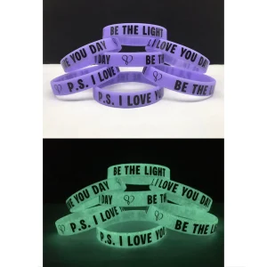 Glow In the Dark Silk Print Silcone bands